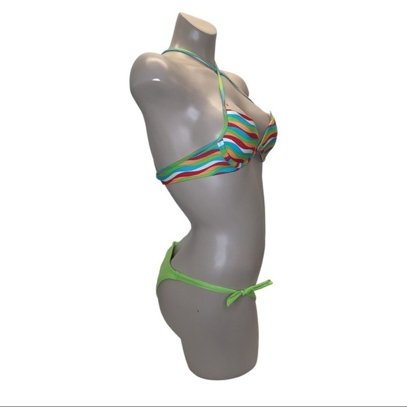 Recco brazilian green and striped bikini set New With Tags - Picture 2 of 3
